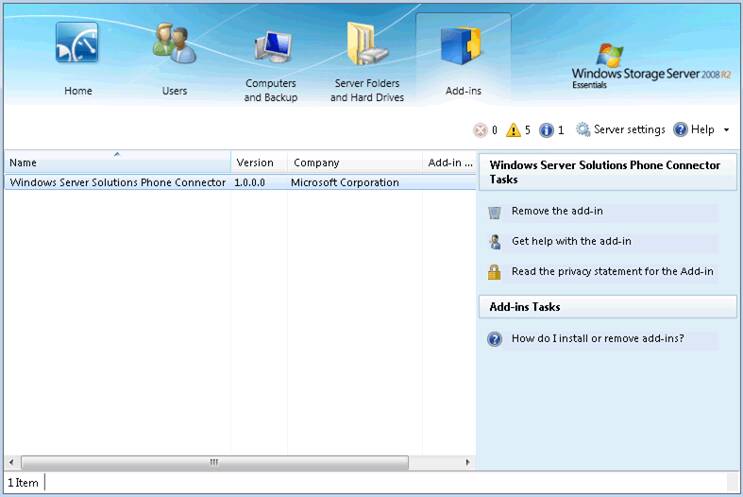  Windows Server Solutions Phone Connector Add-in