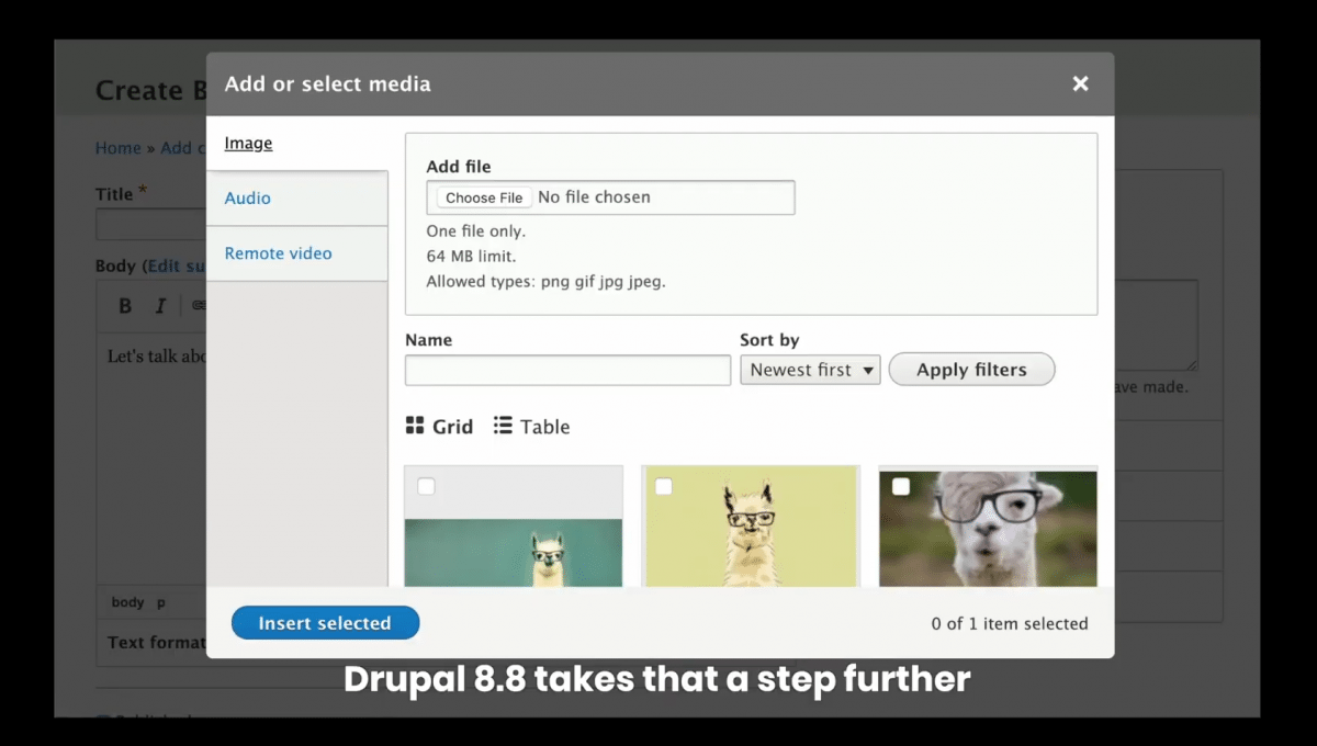 Drupal 8.8.0 mit Medienbibliothek und frischem Backend-Theme