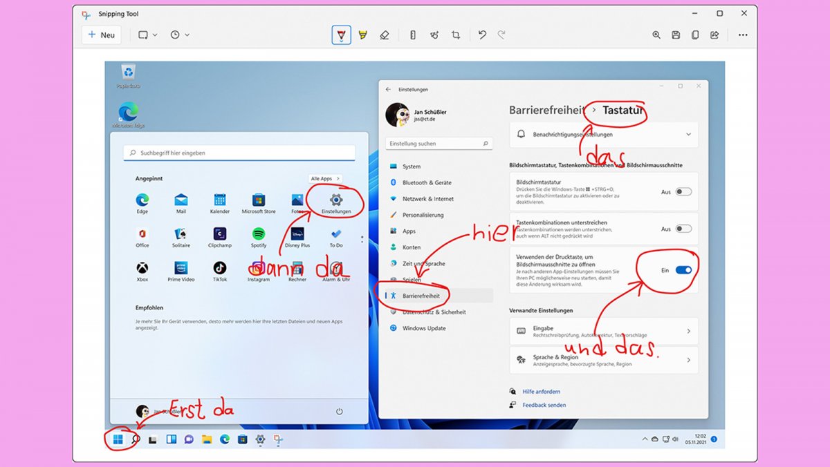 Fenster, seiten, Screencasts Die ScreenshotFunktionen in Windows