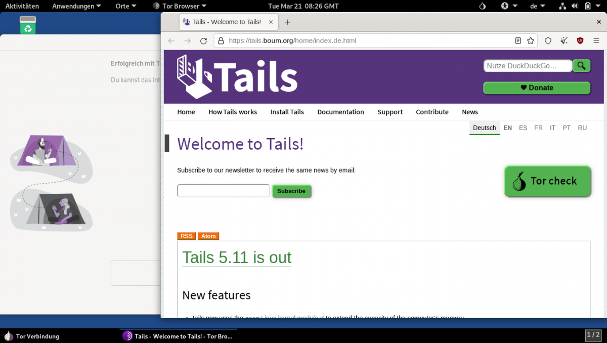 Anonymisierendes Linux: Tails 5.11 komprimiert den Arbeitsspeicher