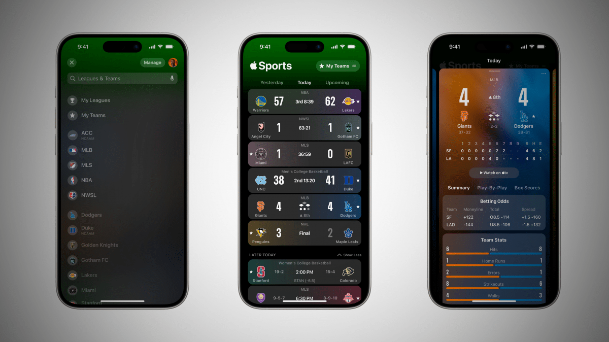 Neue Sports-App: Apple liefert Liga-Daten und Play-by-Play