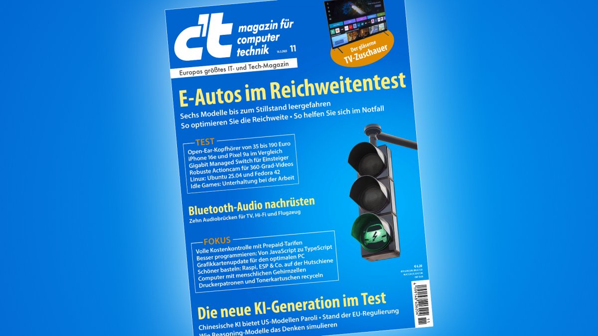 Blick ins Heft c’t 11/2025: E-Autos im Reichweiten-Härtetest