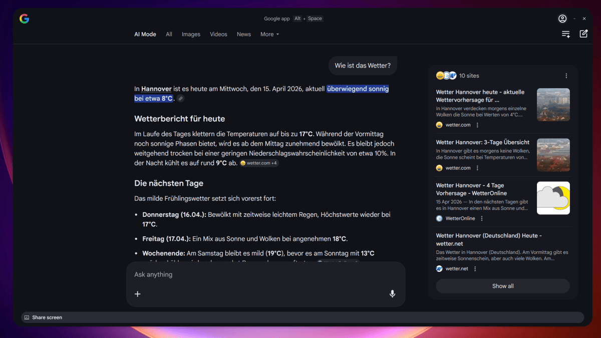 Google-Suche unter Windows: Neue Google-App jetzt auch in Deutschland verfügbar