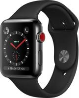 Apple Watch Series 3 (GPS + Cellular) Edelstahl 42mm schwarz mit Sportarmband schwarz (MQM02ZD/A)