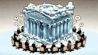 Symbolische Darstellung von eingefrorene russische Zentralbankgeldern und einer Diskussion der G7-Staaten