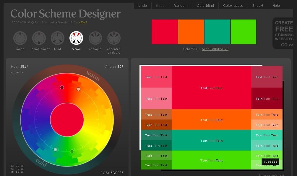 Цветовая схема adobe