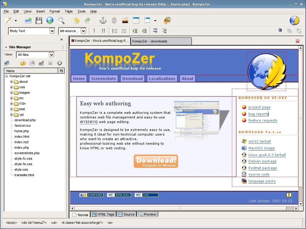 kompozer free download for windows xp