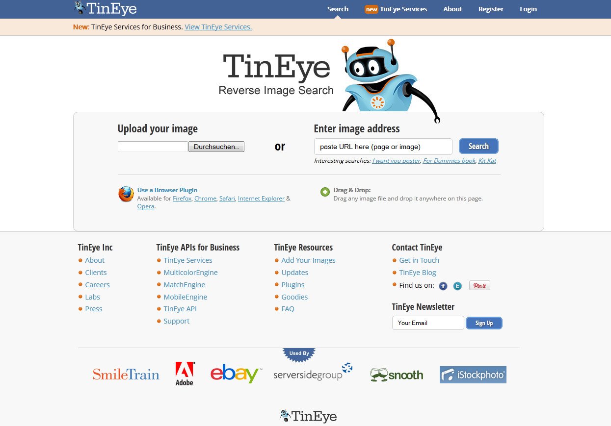 Tineye поиск по фотографии на русском языке