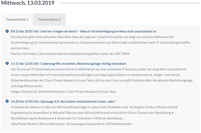 Redaktionelle Vorträge der secIT 2019
