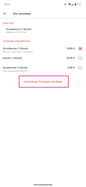 Abo kündigen