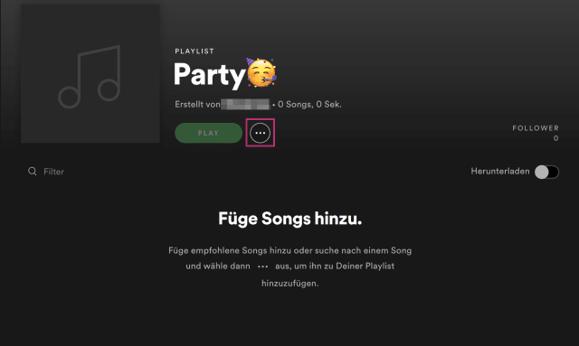 Spotify Computer Playlist Übersicht