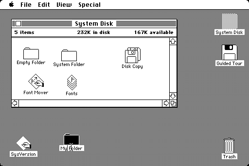 Oberfläche des Macintosh 128K