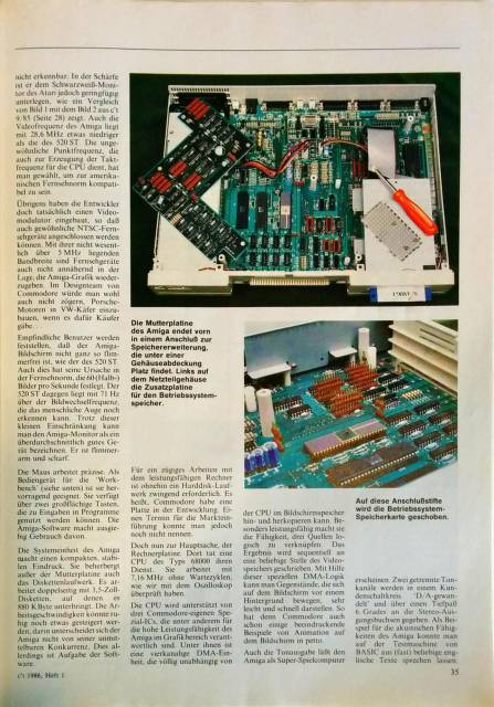 Rezension des Amiga 1000 in c't 1/86