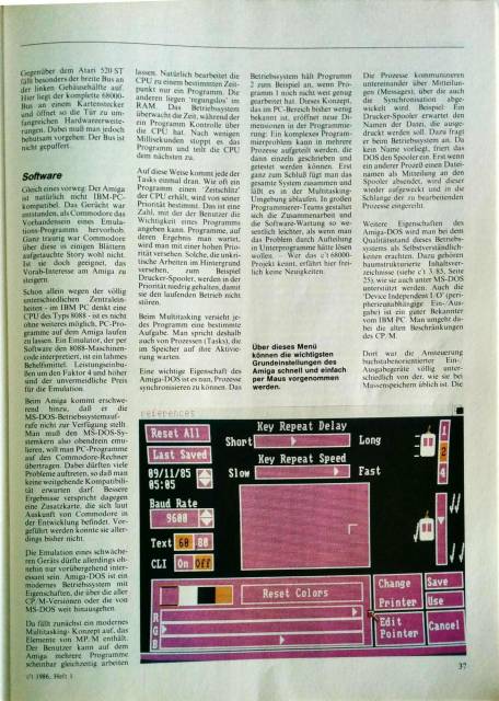Rezension des Amiga 1000 in c't 1/86