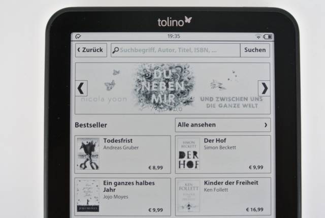 Tolino Shine 2HD und Vision 3 HD - Software