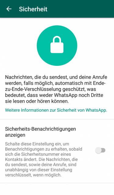 WhatsApp: Sicherheits-Benachrichtigungen einschalten