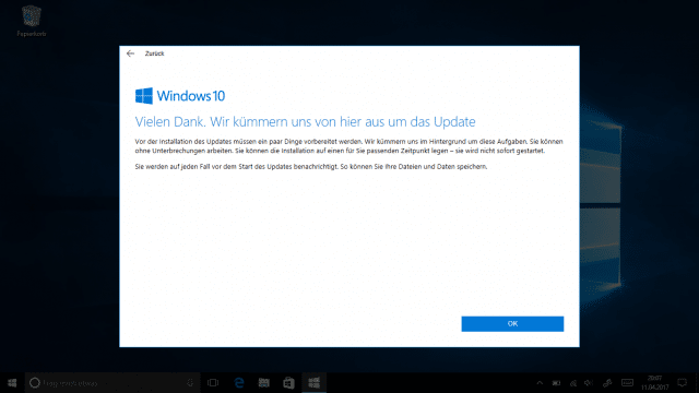 Das Creators Update via Windows Update