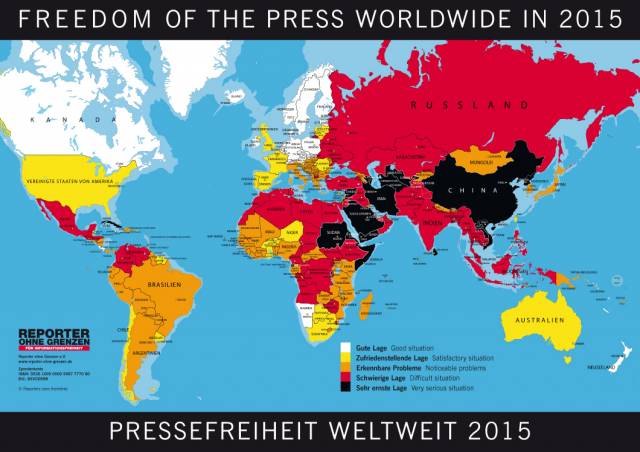 Karte der Pressefreiheit (Reporter ohne Grenzen)