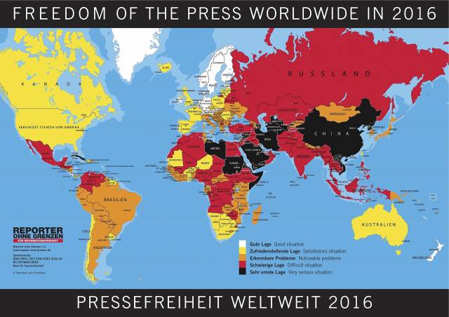 Karte der Pressefreiheit (Reporter ohne Grenzen)