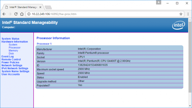 Intel Standard Manageability