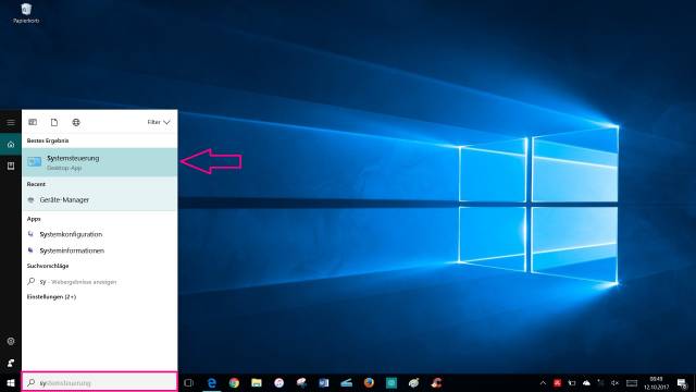 Windows-Systemeinstellungen über Cortana-Suche öffnen