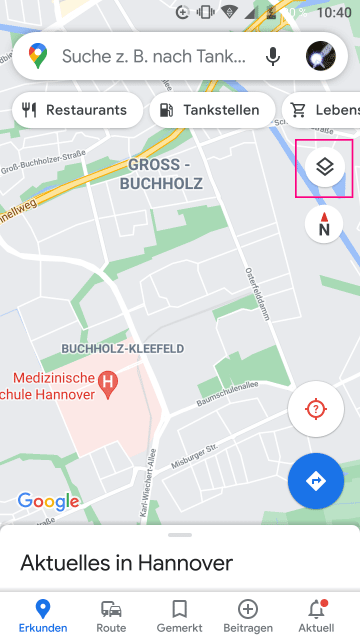 Google Maps App Ebenen