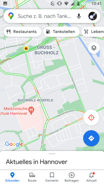 Google Maps App Verkehrslage