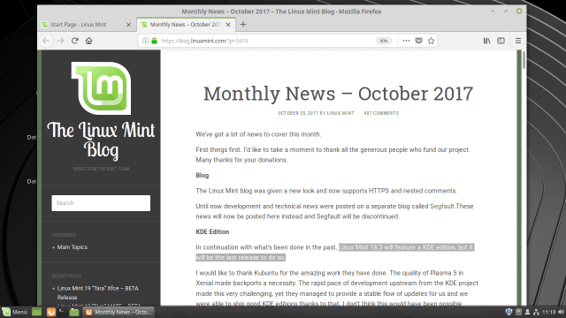 Linux Mint 19.0 (Tara)