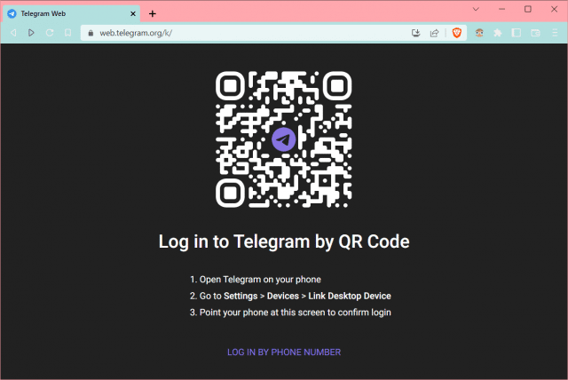 Telegram Login Webseite öffnen