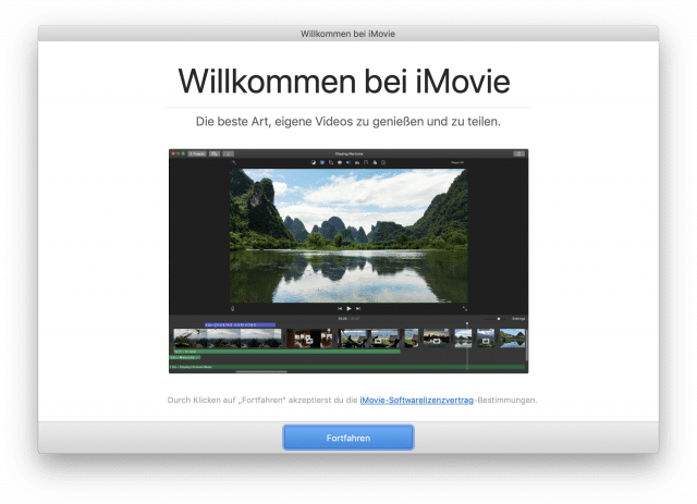 iMovie Startbildschirm