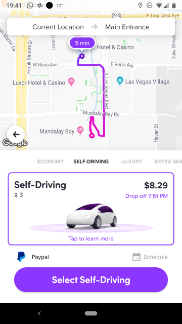 So sieht es aus, wenn man mit Lyft ein autonomes Taxi bestellt