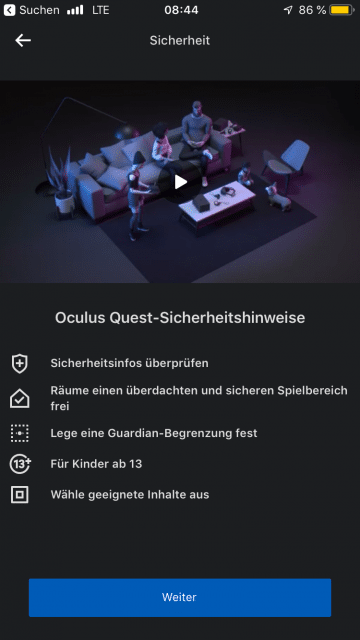 Einrichtung der Oculus Quest