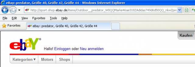 Adressleiste des Internet Explorer 8