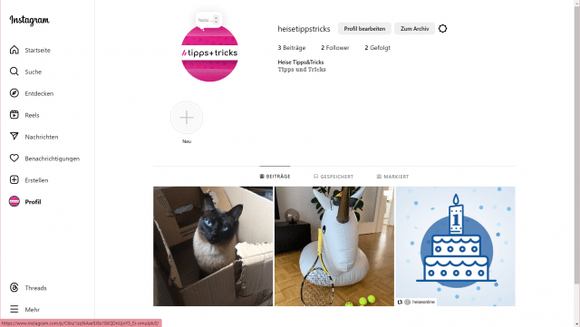 Instagram-Posts auf Profil