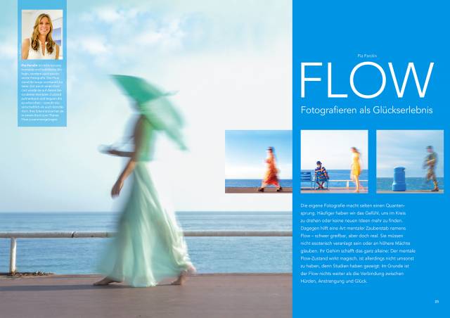 Aufmacherbild Flow Frau mit Sonnenschirm am Meer