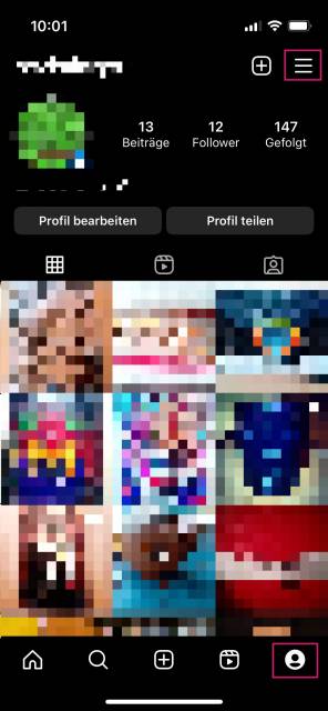 Profil in Instagram öffnen