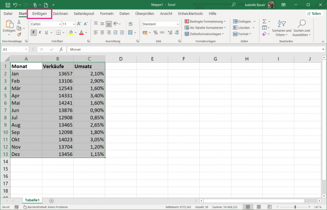 In Excel einfügen