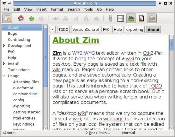  Zim - A Desktop Wiki