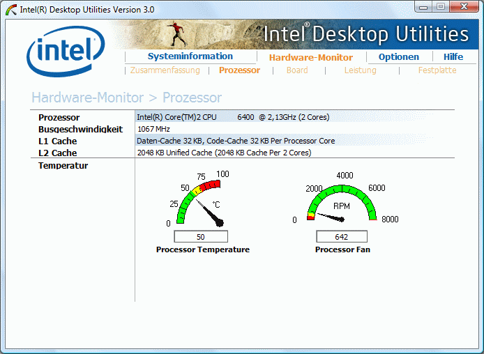 Hoffentlich stimmt wenigstens die Anzeige der Intel Desktop Utilities