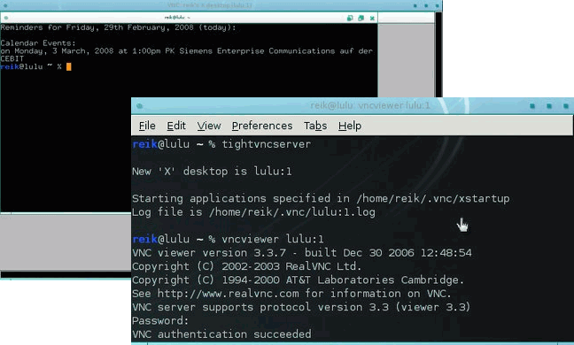 Herkömmliche VNC-Server zeigen aus einer laufenden X-Window-Sitzung nicht den aktuellen Desktop an, sondern erzeugen einen neuen.