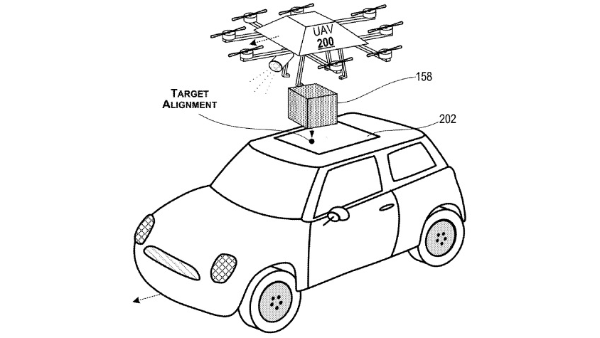 Microsoft-Patentantrag: Drohne soll fahrendes Auto beliefern