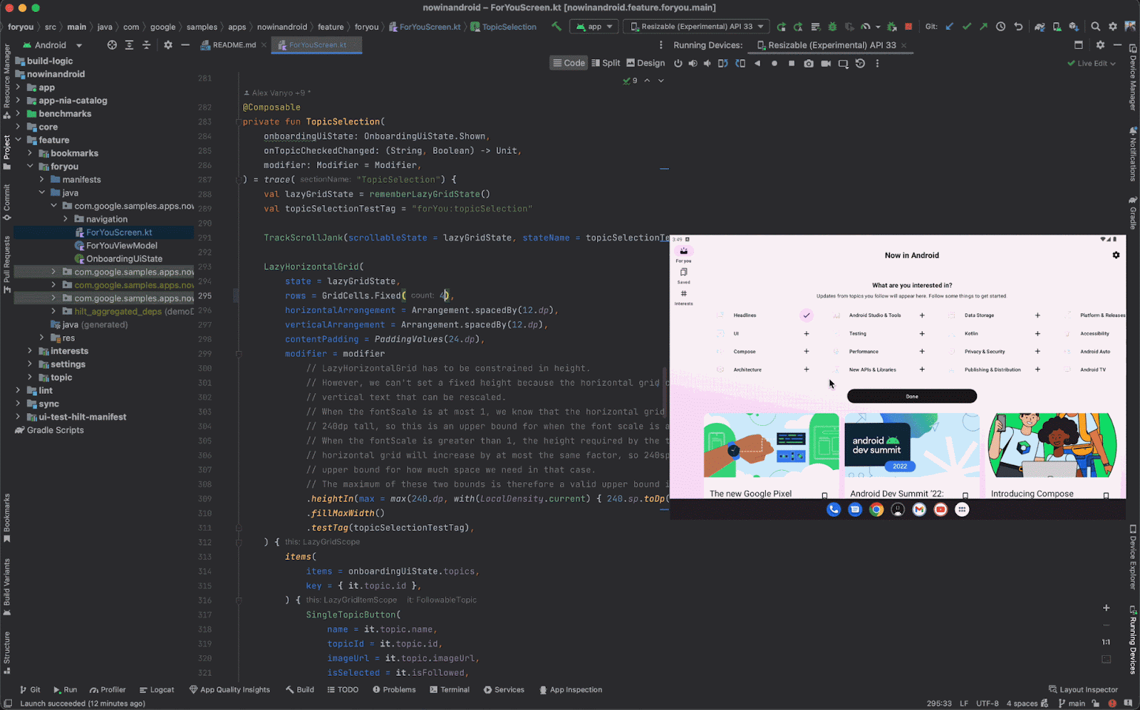 Android Studio Flamingo muestra una vista previa en vivo de las interfaces de usuario configuradas en el dispositivo