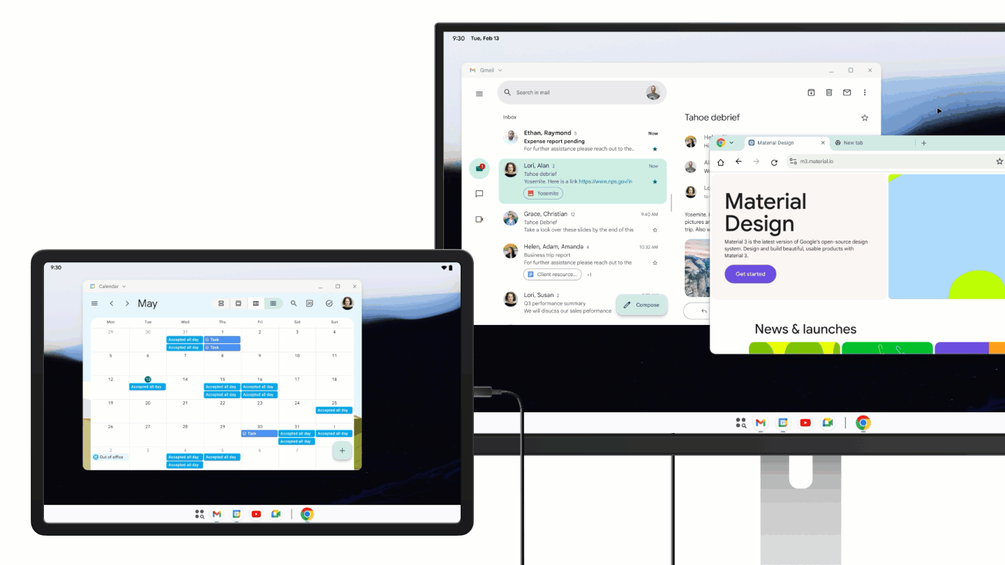Android 16 Desktopmodus am Tablet