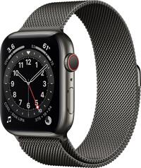 Apple Watch Series 6 (GPS + Cellular) 44mm Edelstahl graphit mit Milanaise-Armband graphit (M09J3FD)