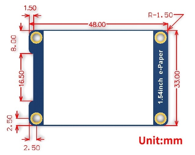 1.54" 200x200 ePaper Display Modul mit SPI Interface, dreifarbig (gelb, schwarz, weiß)