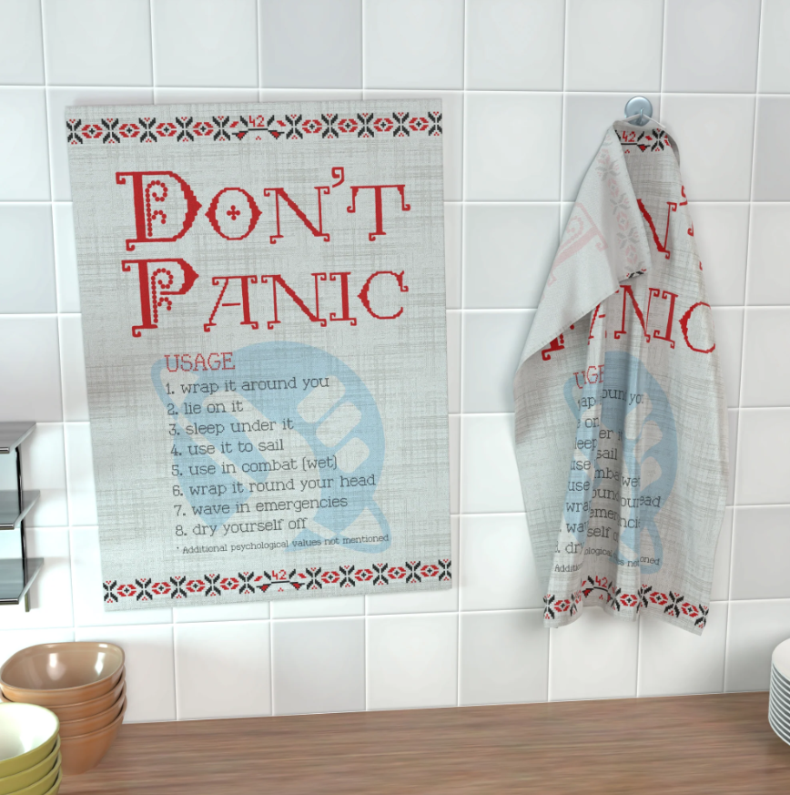 Geschirrhandtuch: Don't Panic