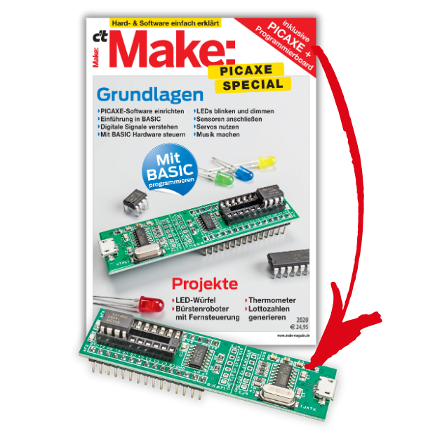 Make PICAXE Special 2020 inkl. Nano-Axe-Board + PICAXE-08M2