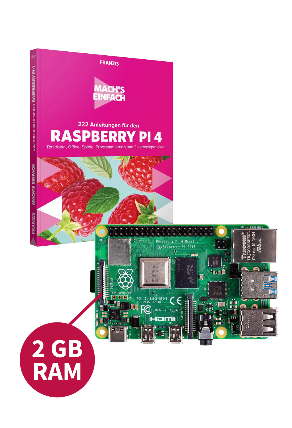 Bundle Raspberry Pi 4 (2GB) + 222 Anleitungen