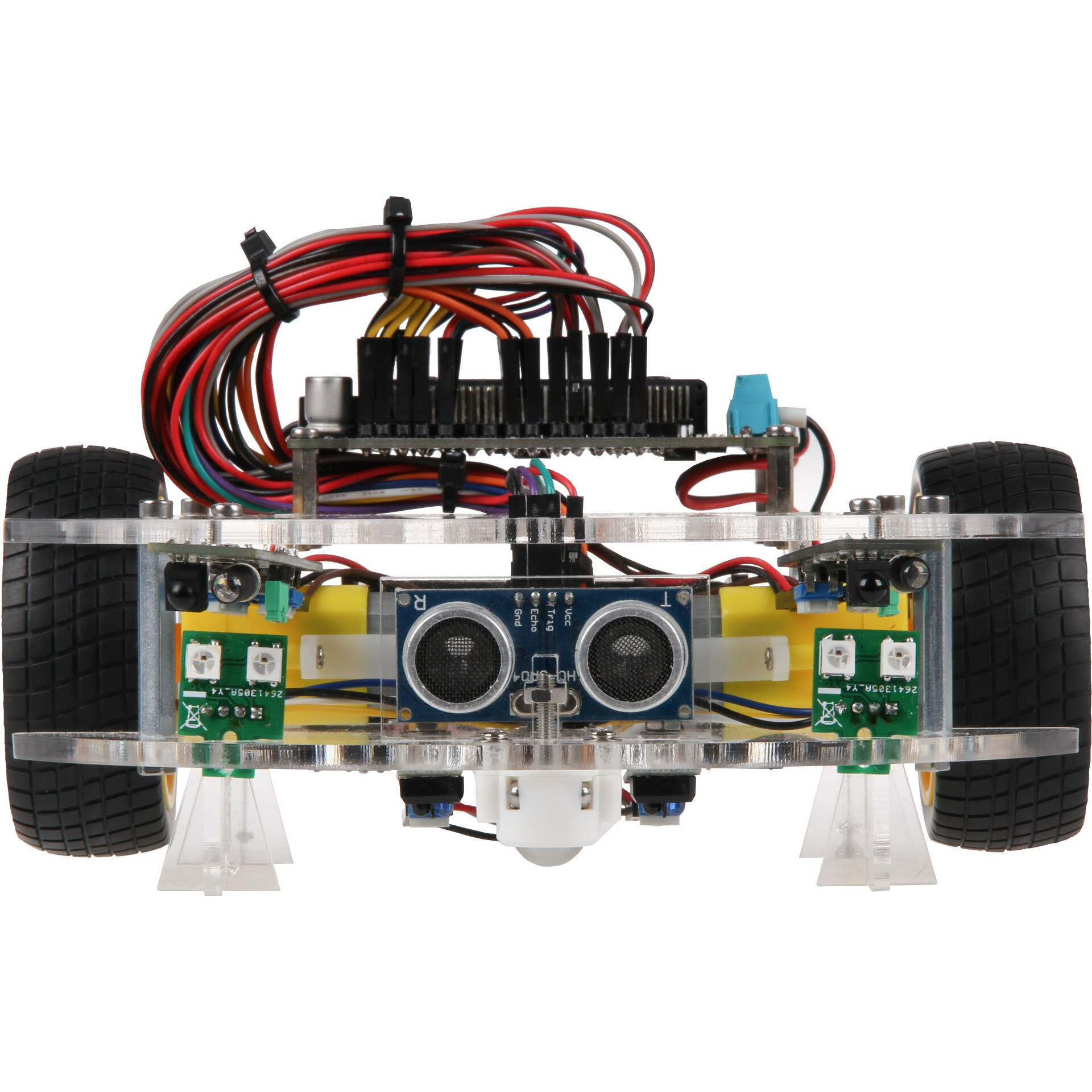 Joy-IT fertig montiertes programmierbares Roboterauto Joy-Car inkl. micro:bit v2 und beweglichem Ultraschallsensor