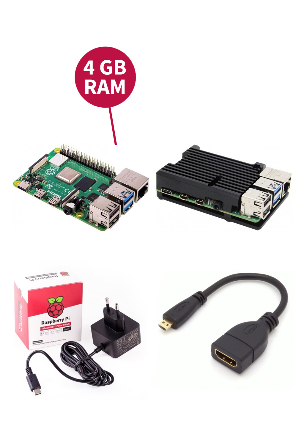 Raspberry Pi 4 - Starterset Armor Edition 4 GB RAM
